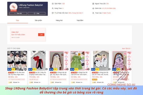 Shop bán quần áo trẻ em Shopee đẹp